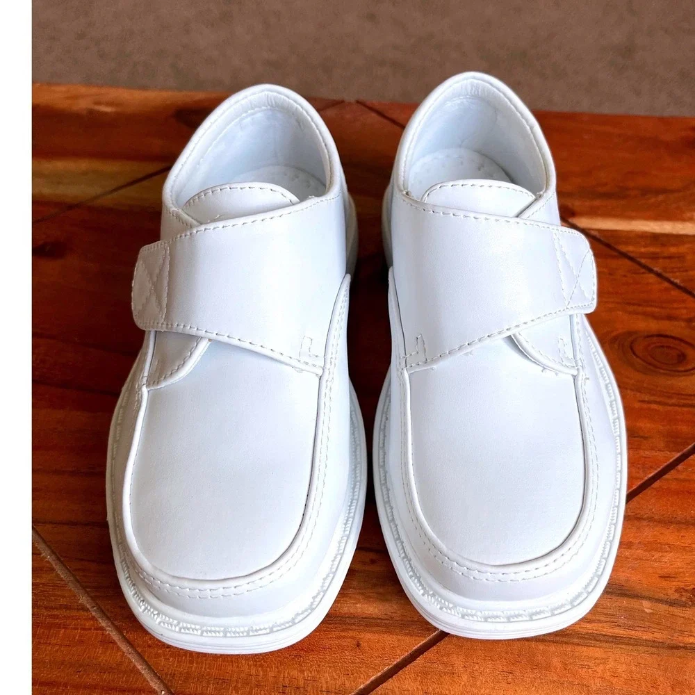 Lito Frank-A Boys White PU Dress Shoes Hook and Loop Loafers Size‎ 8 NEW